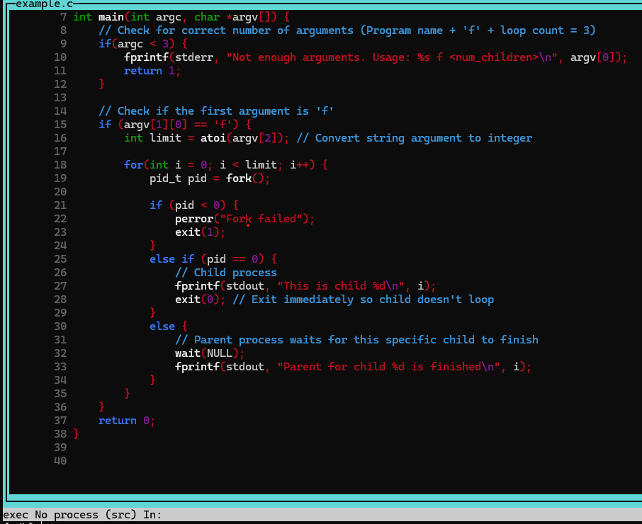 A blank tui enable screen in gdb featuring the code block the user is opening and the empty command line.