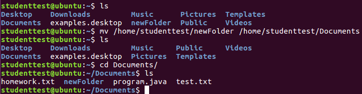 mv being used to put a folder into a folder