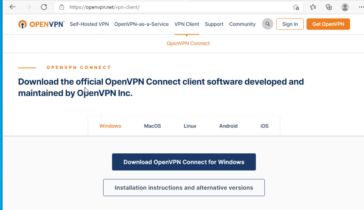 OpenVPN Download page