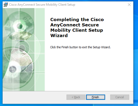 Cisco AnyConnect Installer screen 3 - Click Finish