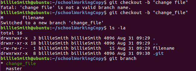 git checkout being used to make a new branch on a repo