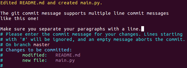 git commit addition without using -m in the vim editor