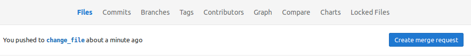 Small blue box with Create merge request in white text