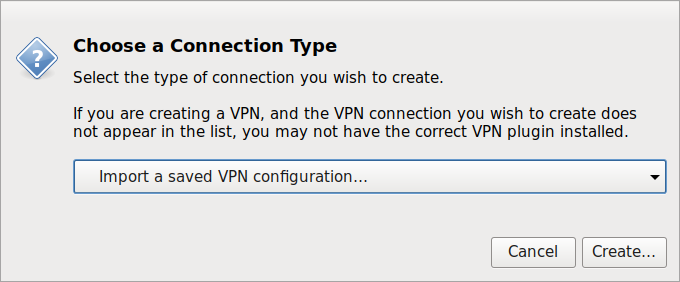 NetworkManager New Connection Window