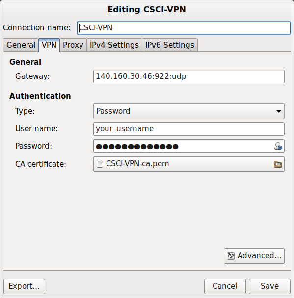 NetworkManager Edit Connection Window